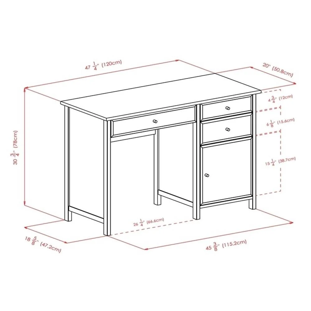 Pemberly Row Transitional Composite Wood Office Writing Desk in Black