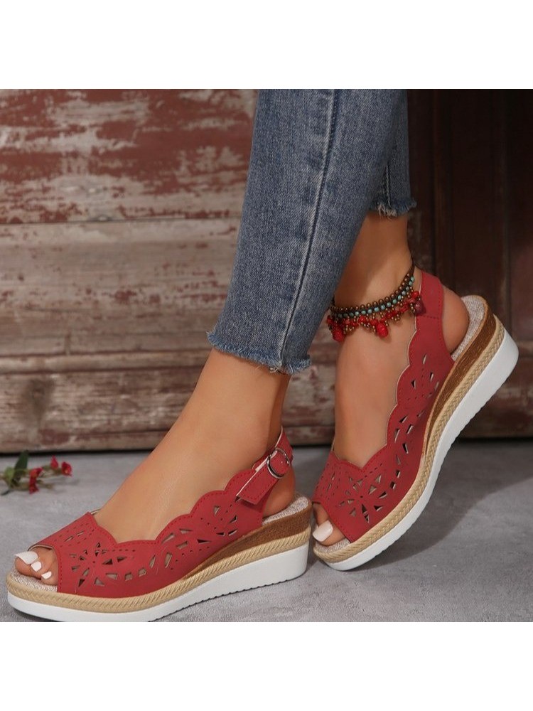Hollow-out Peep Toe Wedge Wedges & Platform