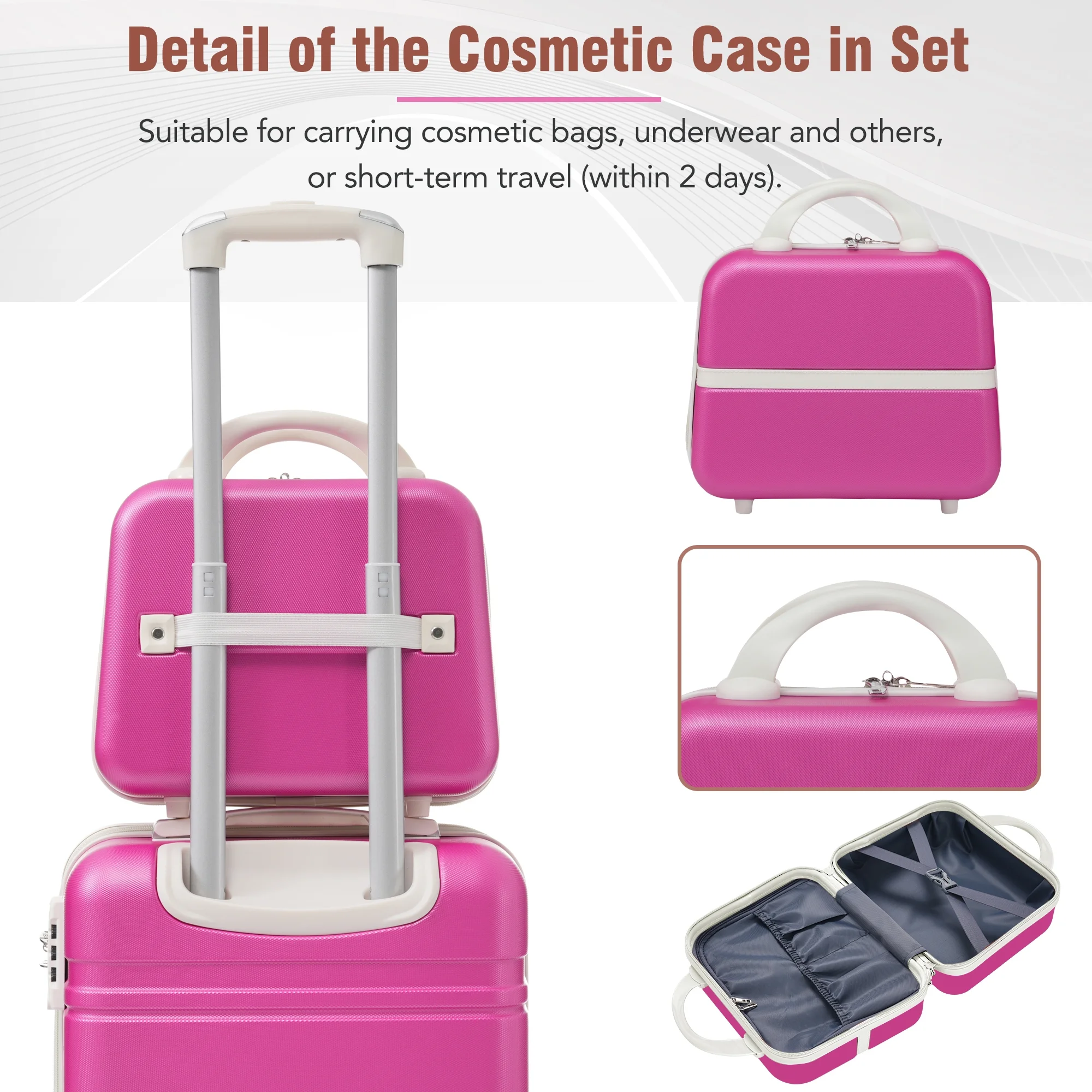 EUROCO 4-Piece Luggage Sets,Hardside Expandable Carry On Suitcase with TSA Lock,Cosmetic Case and Double Spinner Wheels,Lightweight Travel Luggage(20