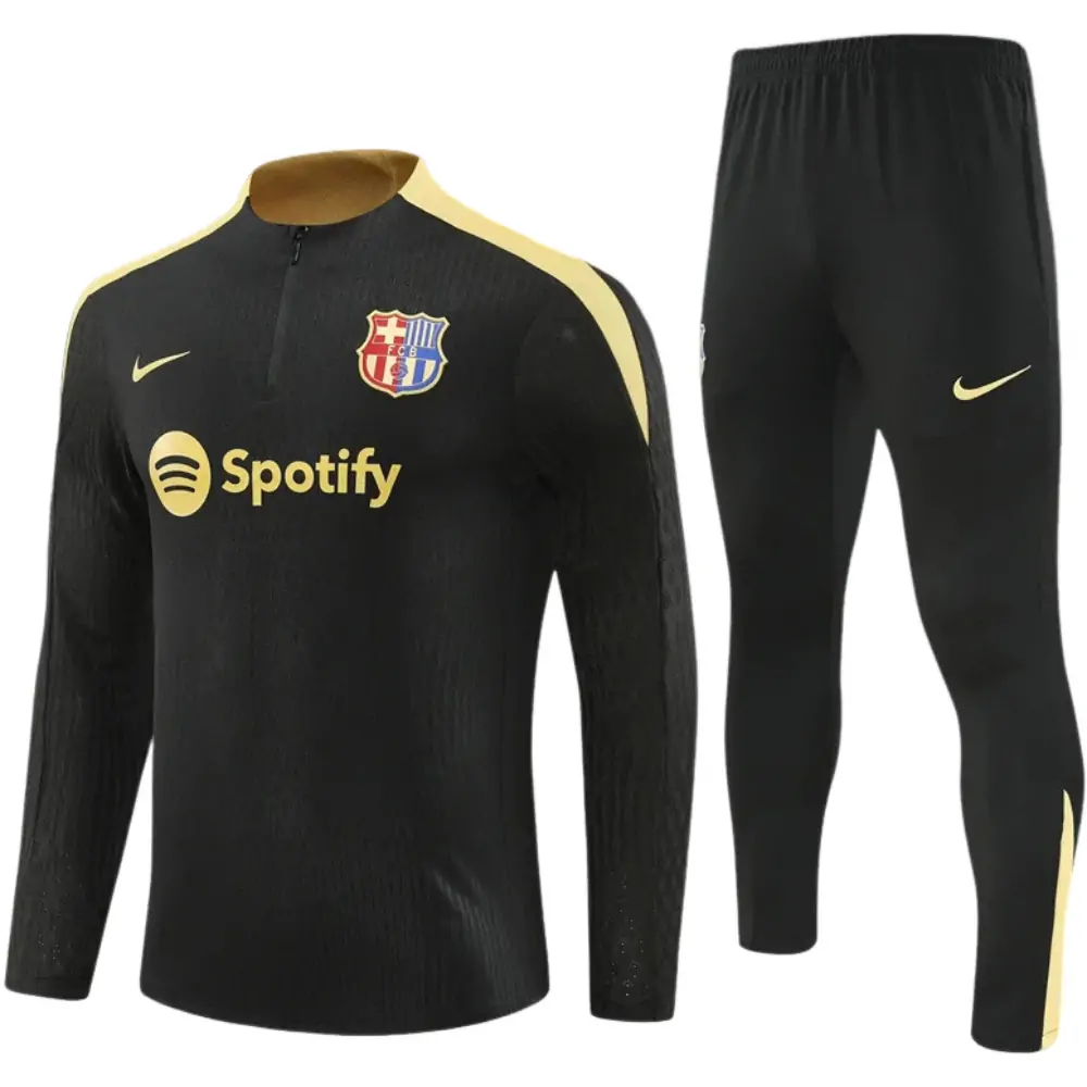 2024-25 New Season Barcelona Black and Gold Children's Training Jersey
