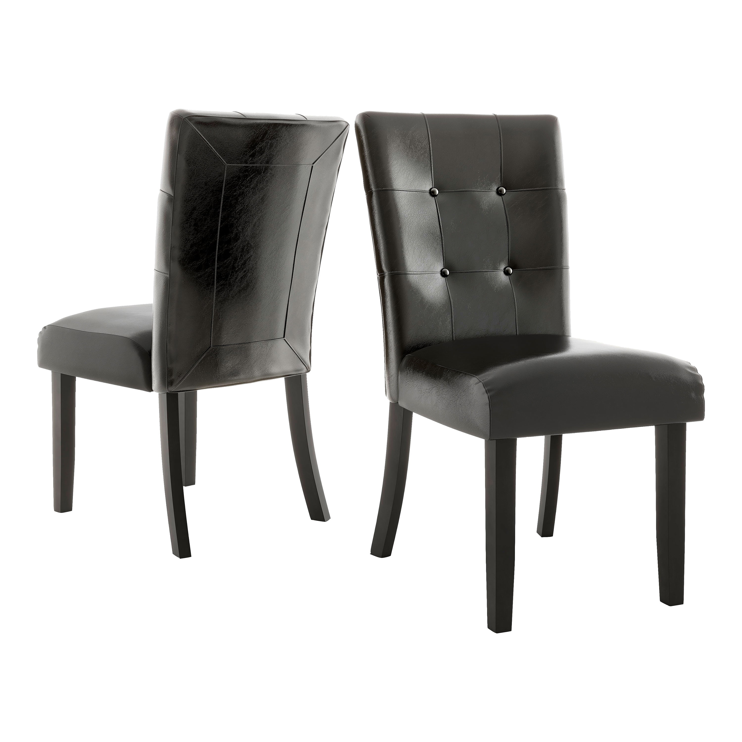 Furniture of America Leslie Tufted Black Faux Leather and Espresso Wood Side Chairs (Set of 2)