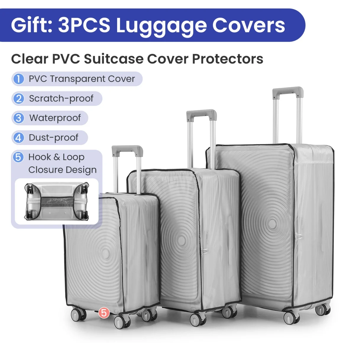 3 Piece luggage sets, Expandable Luggage 20/24/28 Inches with TSA Lock, PC Hardshell Luggage with Front Compartment, Airline Approved, Pink
