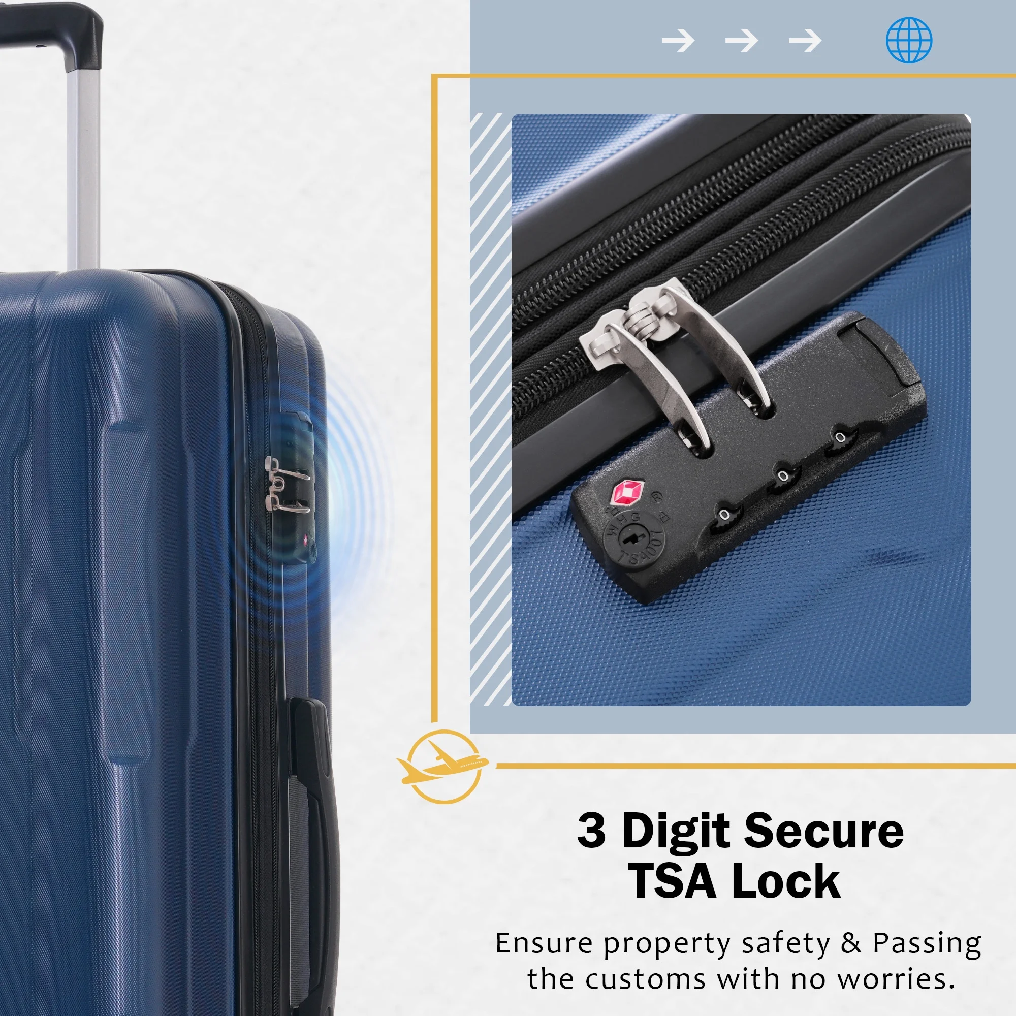 imerelez 2 Piece Luggage Set with Bags Expanable Spinner Wheels ABS Lightweight Suitcase with TSA Lock 20inch+28inch