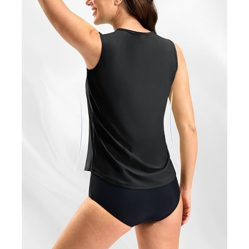 Sleeveless Rash Guard for Women UPF 50+ High Neck Swim Top
