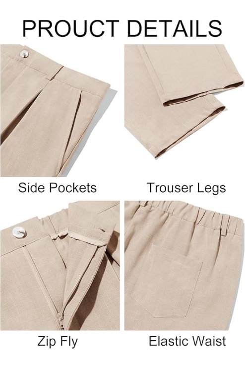 Mens Casual Pants Elastic Waist Lightweight