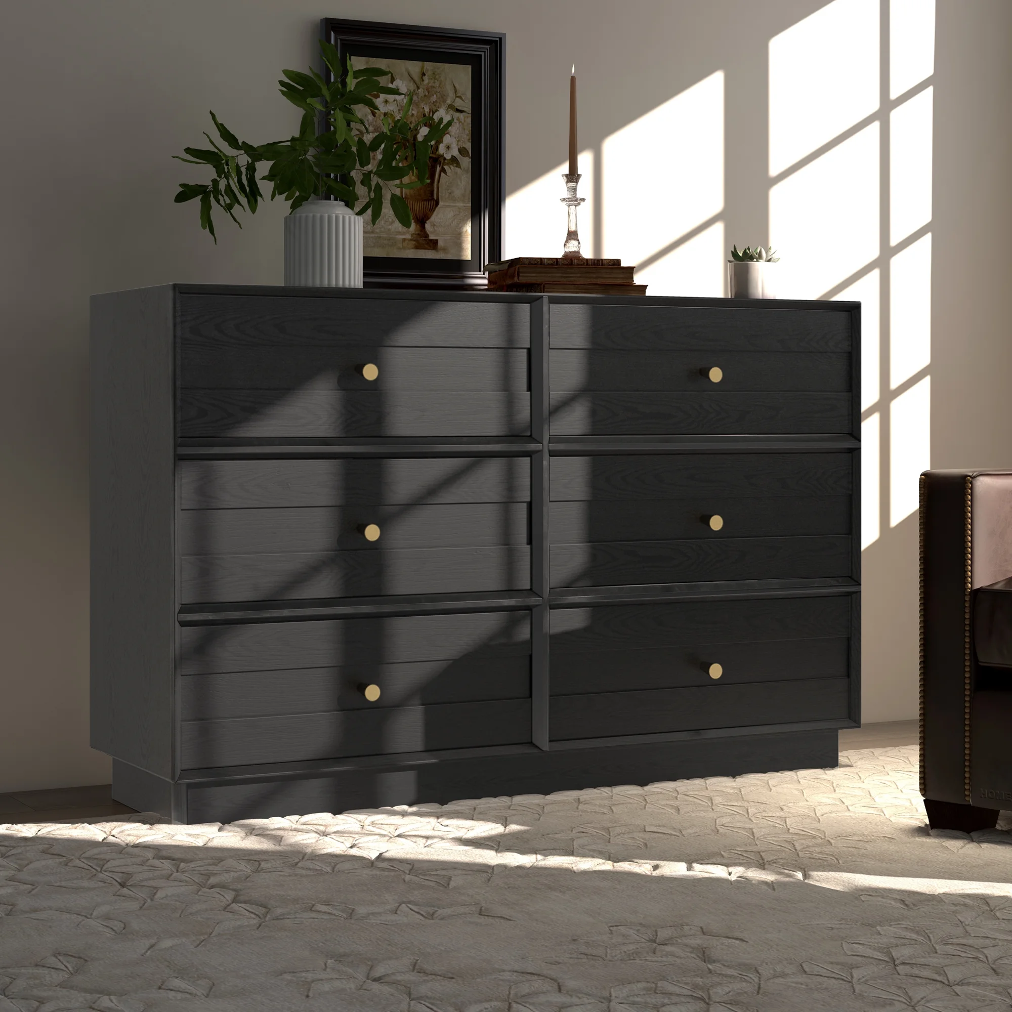 May Color Large White 3 Drawer Dresser Set of 2 with Fluted Panel, Modern Chest of Drawers with Silent Slide Drawers, Wood Accent Nightstand with Storage for Bedroom Living Room, Hallway
