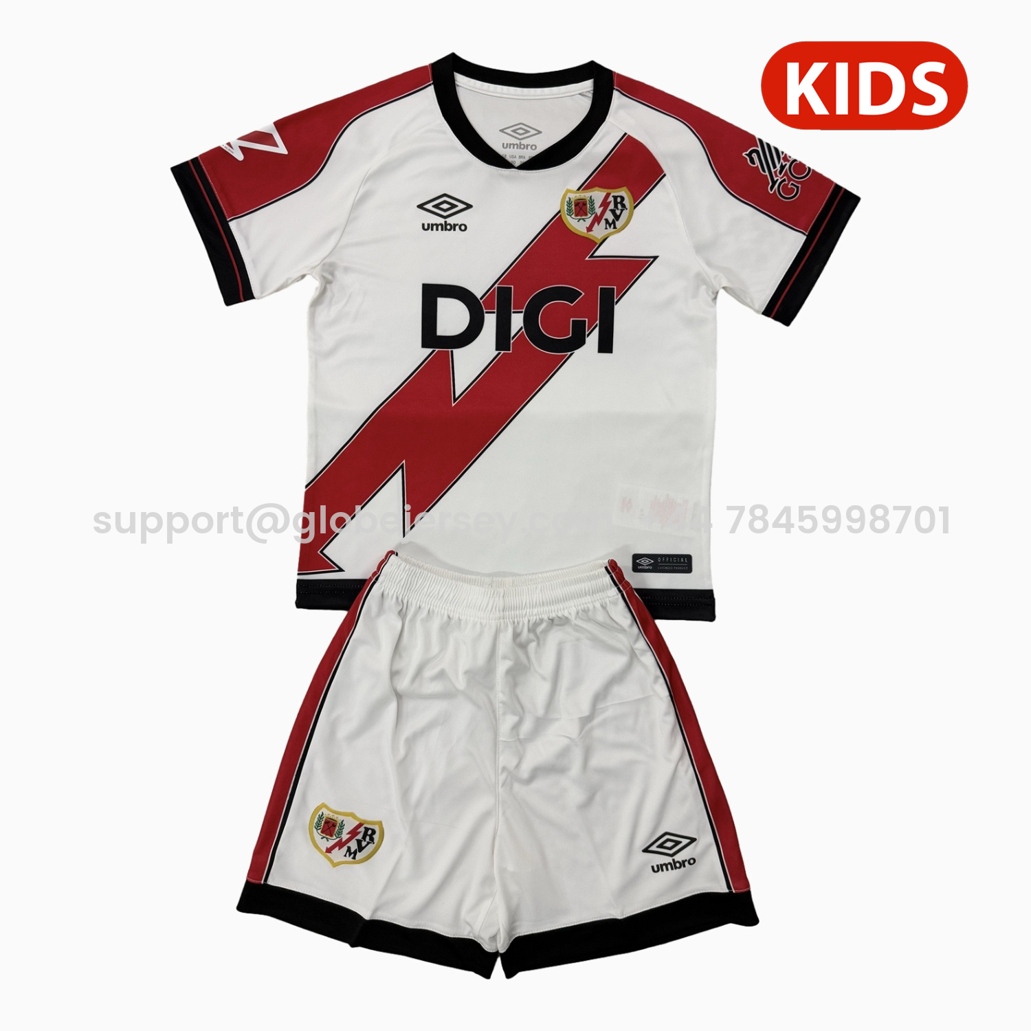 Rayo Vallecano 25-26 Home Kids Kit