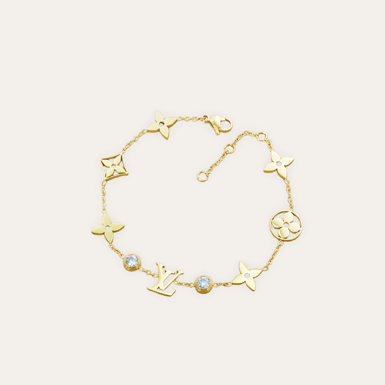 Louis Vuitton Monogram Flower Charm Bracelet Gold-Tone