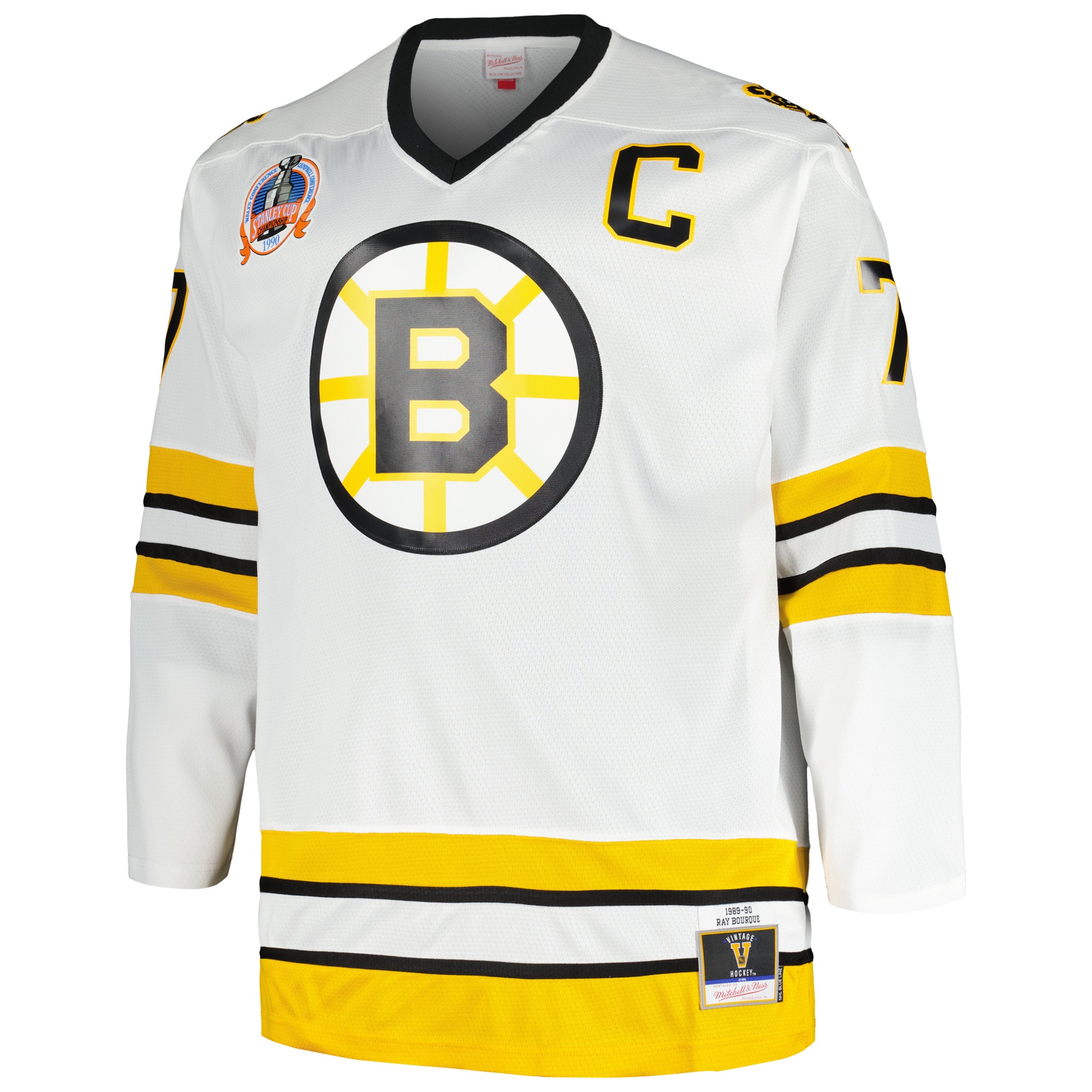 Ray Bourque Boston Bruins Mitchell & Ness Big & Tall Captain Patch Blue Line  Jersey – White