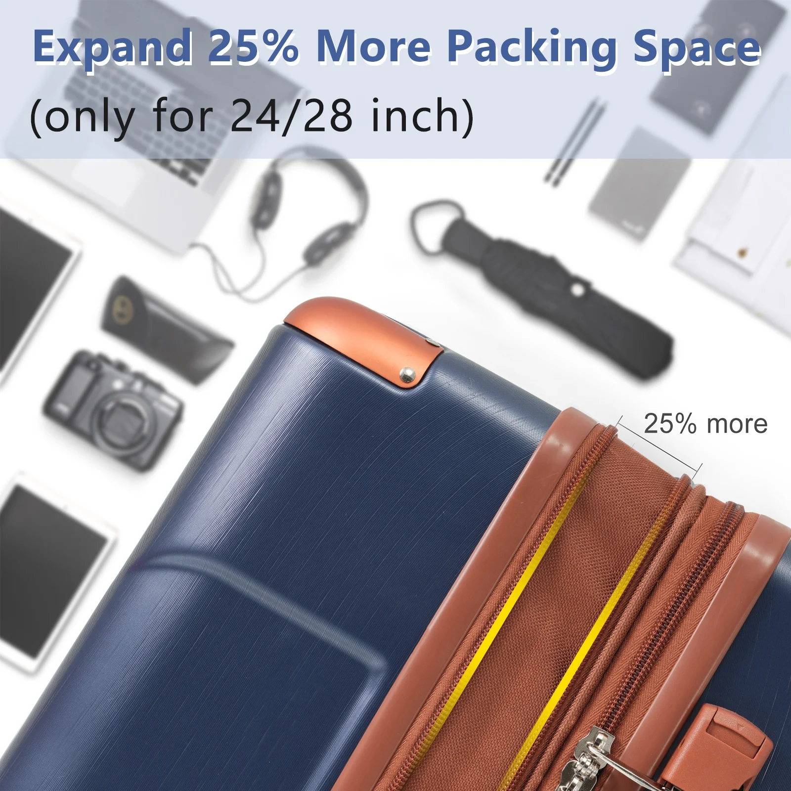Luggage Sets 3 Piece, Expandable Hard shell ABS Suitcases with Double Spinner, Travel luggage Set