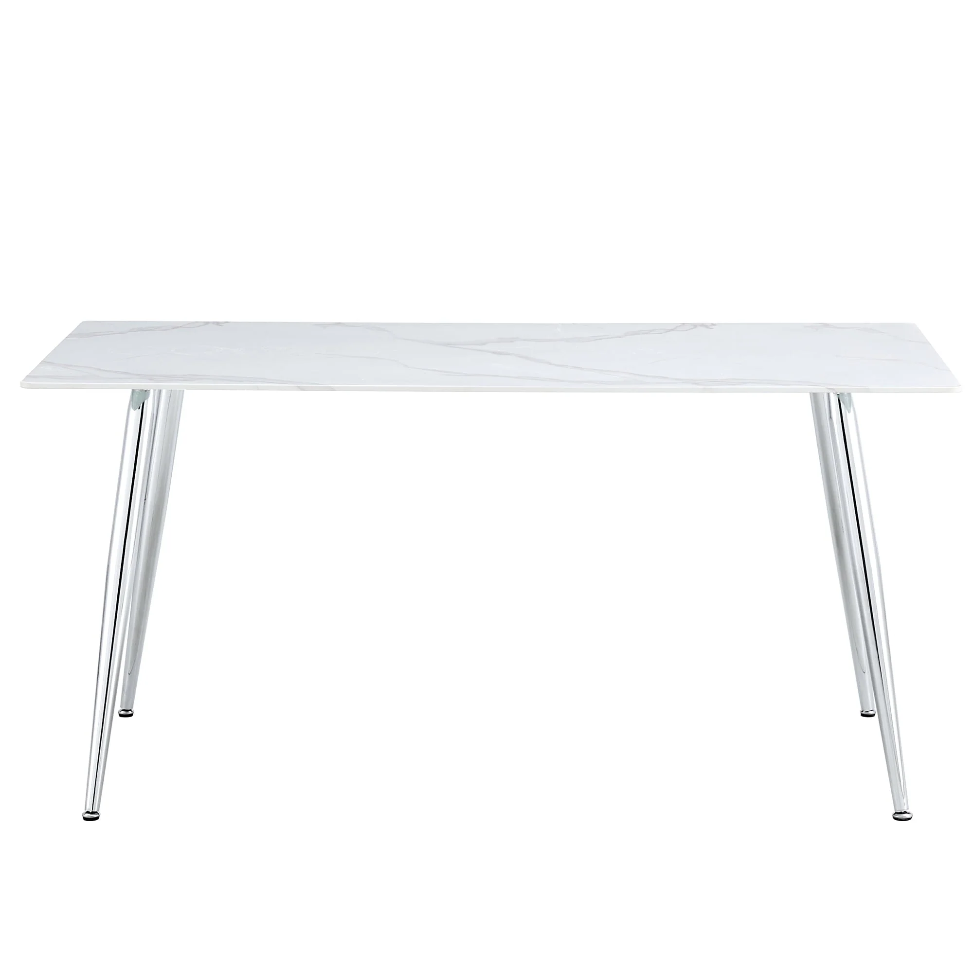 PWOPWOE Modern Minimalist Rectangular Glass Dining Table with 0.4 