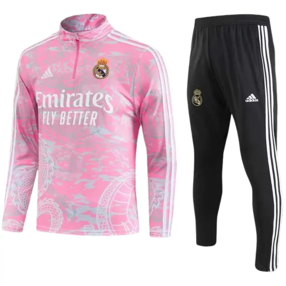 2023/2024 Real Madrid Special Edition Half-Pull Training Suit Pink Set