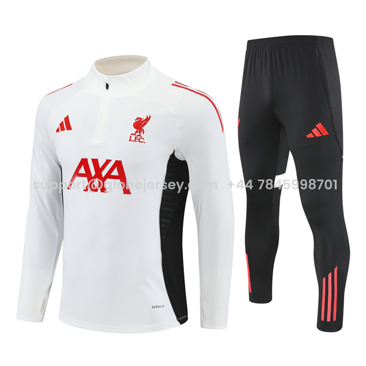 Liver.pool 25-26 Long Sleeve Training Set - White Top & Black Pants