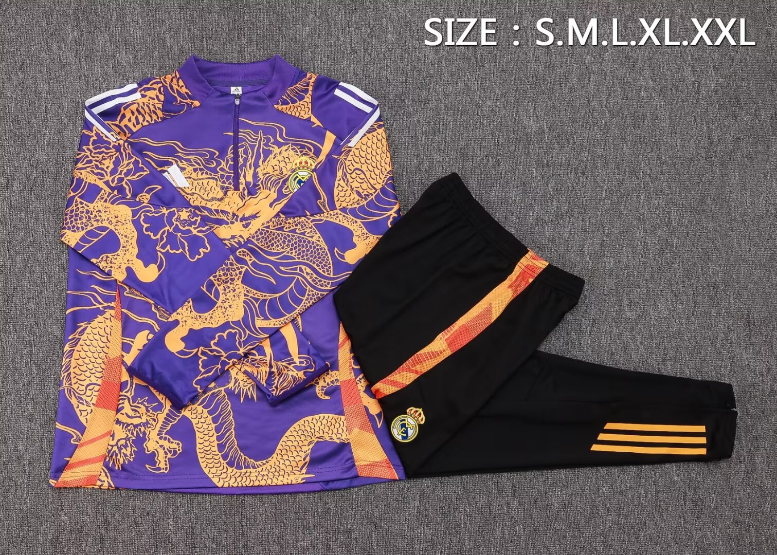 2024/2025 Real Madrid Half-Pull Training Suit Purple Dragon Football Shirt 1:1 Thai Quality