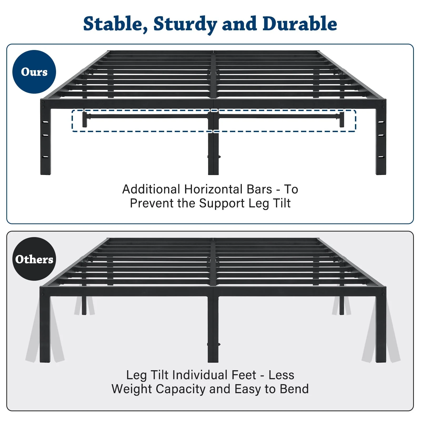Lusimo Queen Bed Frame 14 inch Platform Bed frame Queen Size No Box Spring Needed Heavy Duty Steel Slat Metal Bed Frame Non Slip Support Easy Quick Lock Assembly Black