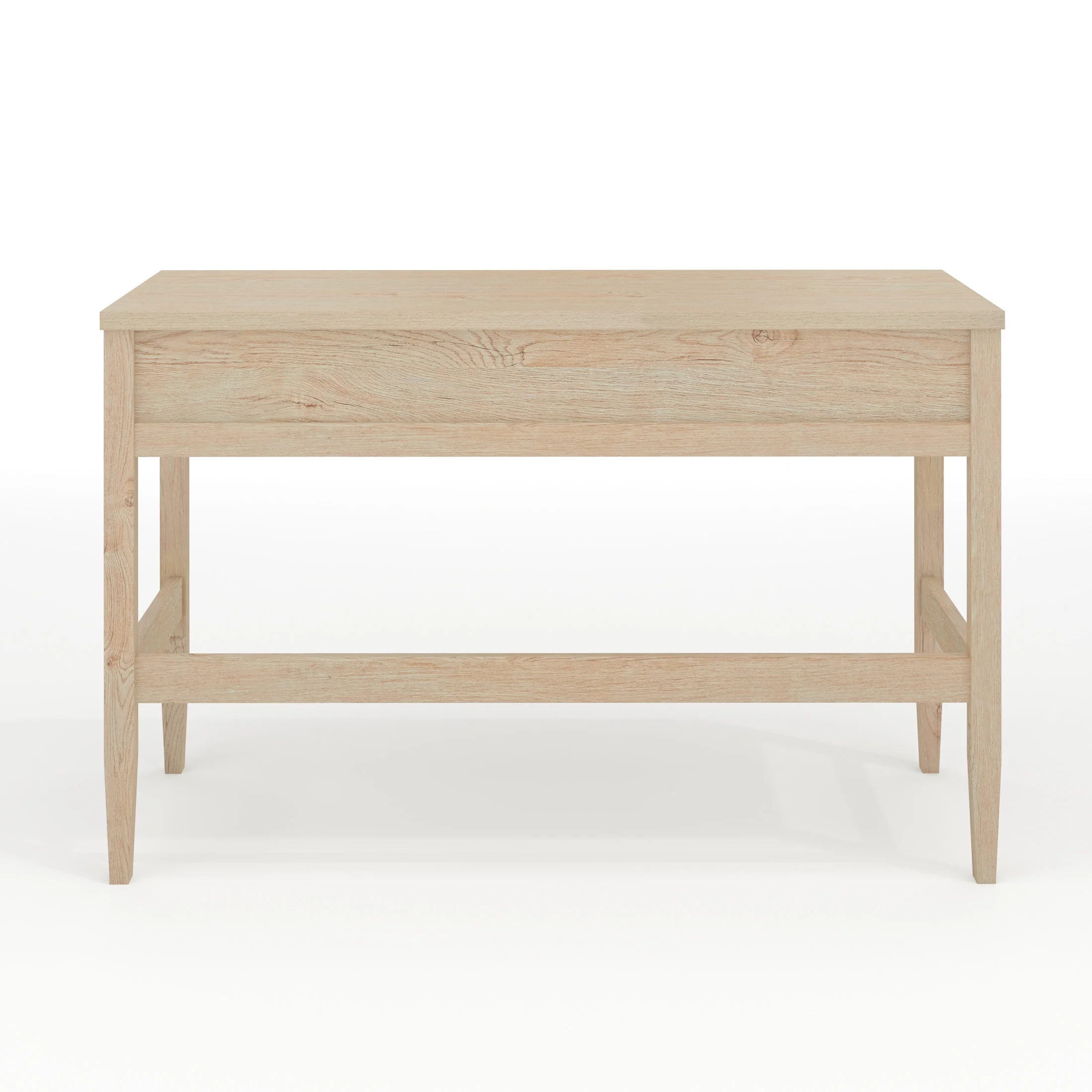 Martha Stewart Home Office Writing Desk with Tapered Legs in Light Natural with Antique Bronze Hardware