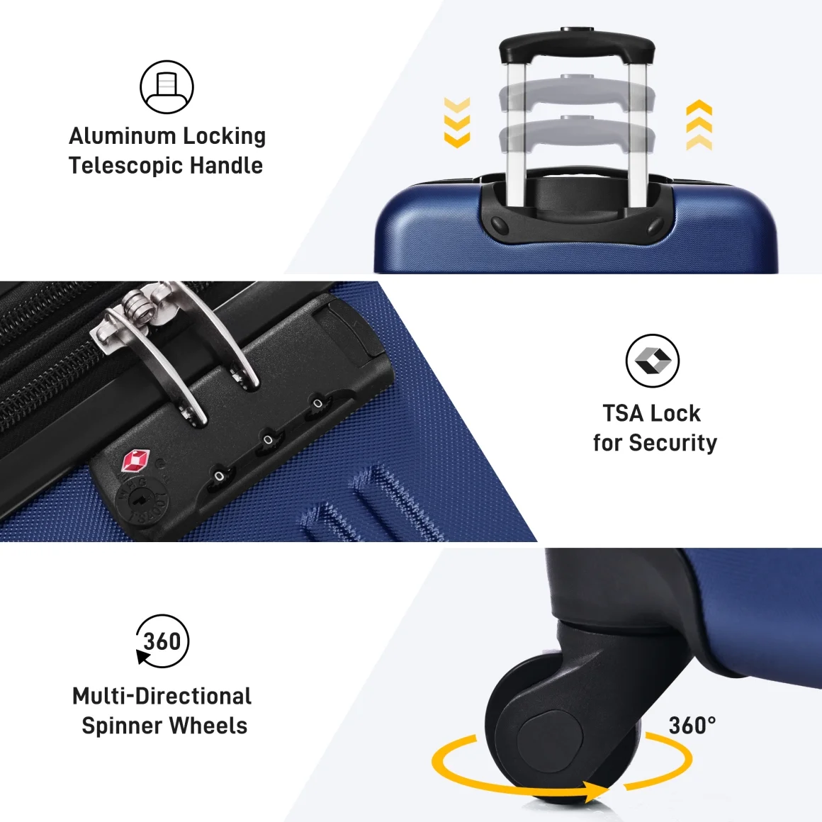 Luggage Sets 3 Piece, Hardside Expandable Ultra Durable PC Lightweight Carry On, Travel Suitcase Set with TSA Lock Spinner Wheels, Multicolor Purple