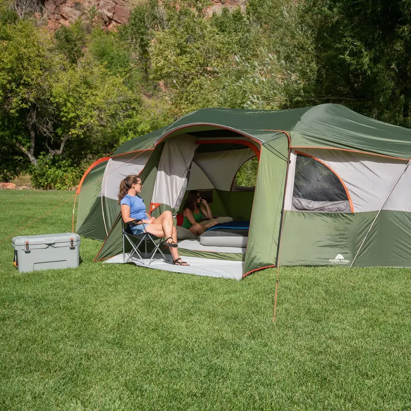 Ozark Trail Hazel Creek 18-Person Cabin Tent. with 3 Covered Entrances