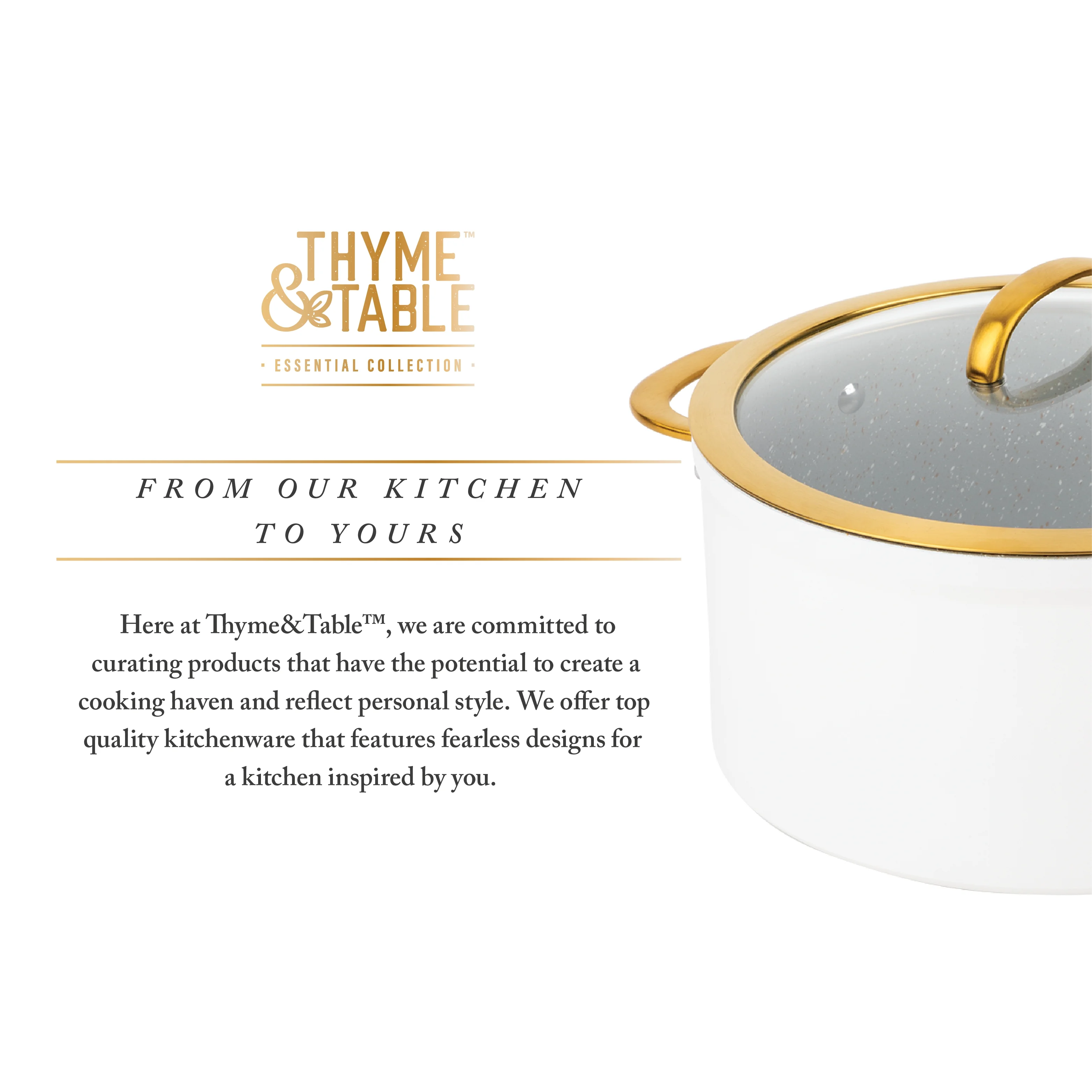 Thyme & Table 12-Piece Non-Stick Supreme Cookware Set, Pots and Pans Set - Cream