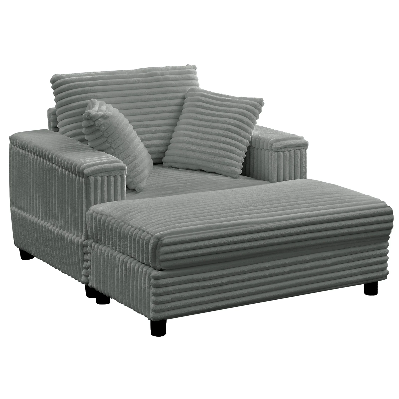 Mjkone Oversized Accent Chair?with Ottoman for Living Room, Single Indoor Lounge Sofa Armchair with Storage Armrests,Green