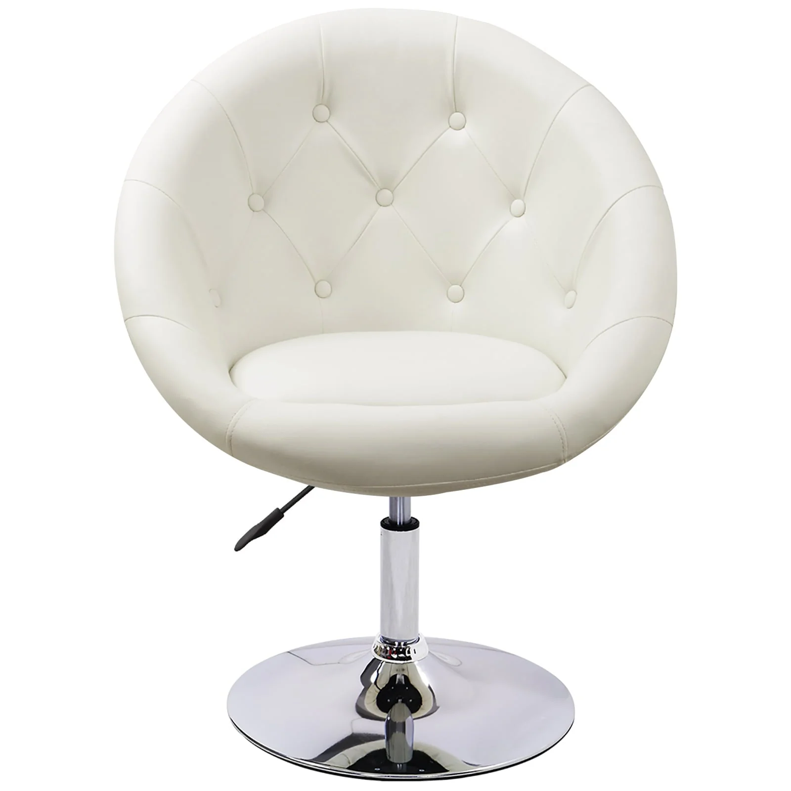 Duhome Modern Vanity Make-up Accent Chair PU Leather Desk Chair Round Swivel Tufted Adjustable Lounge Chair for Bedroom White