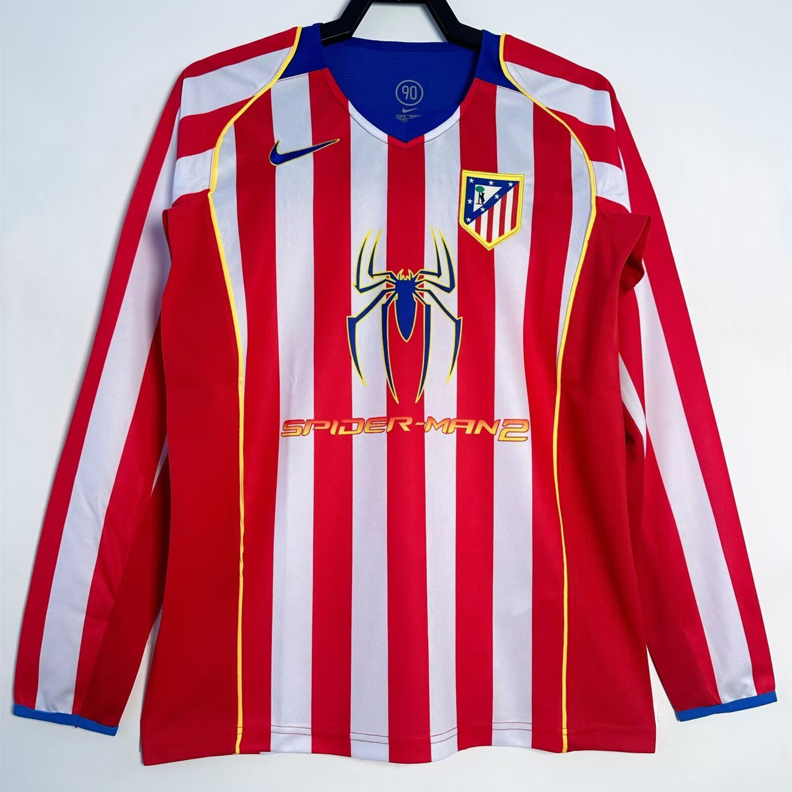 Retro Atletico Madrid 2004-05 Home Long Sleeves Jersey - S.p.i.d.e.r M.a.n