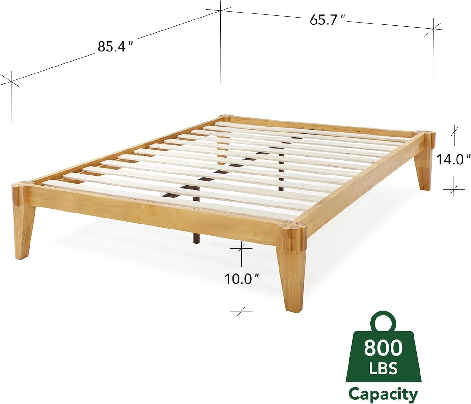 Bme Chalipa 14�� Queen Bed Frame - Solid Wood Platform Bed - Japanese Joinery Bed Frame - Wood Slat Support - No Box Spring Needed - Easy Assembly - Minimalist & Modern Style, Natural