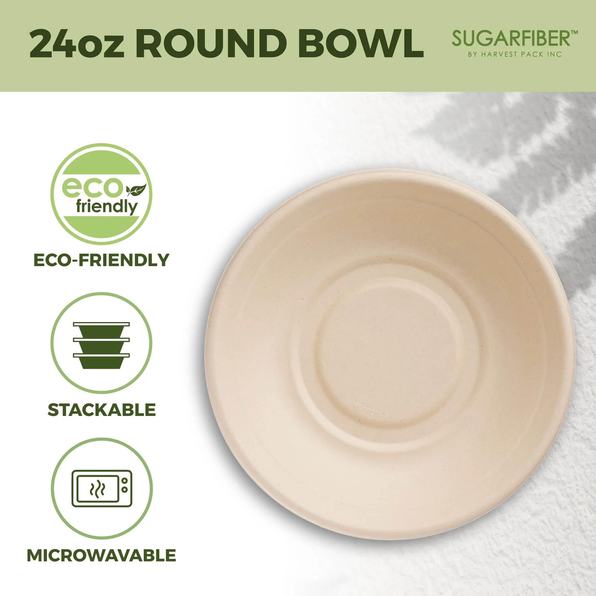 Sugarfiber Disposable 32 oz Compostable Heavy-Duty Round Paper Bagasse Bowls 500 Count