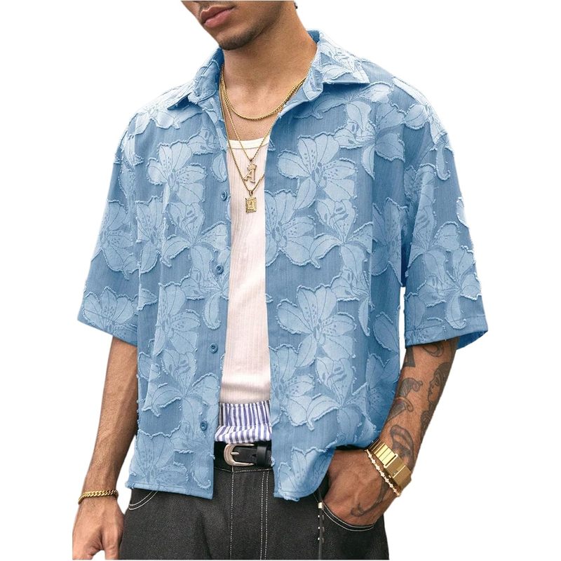 Men's Button Down Shirt Streetwear Crop Top Country Concert Outfits