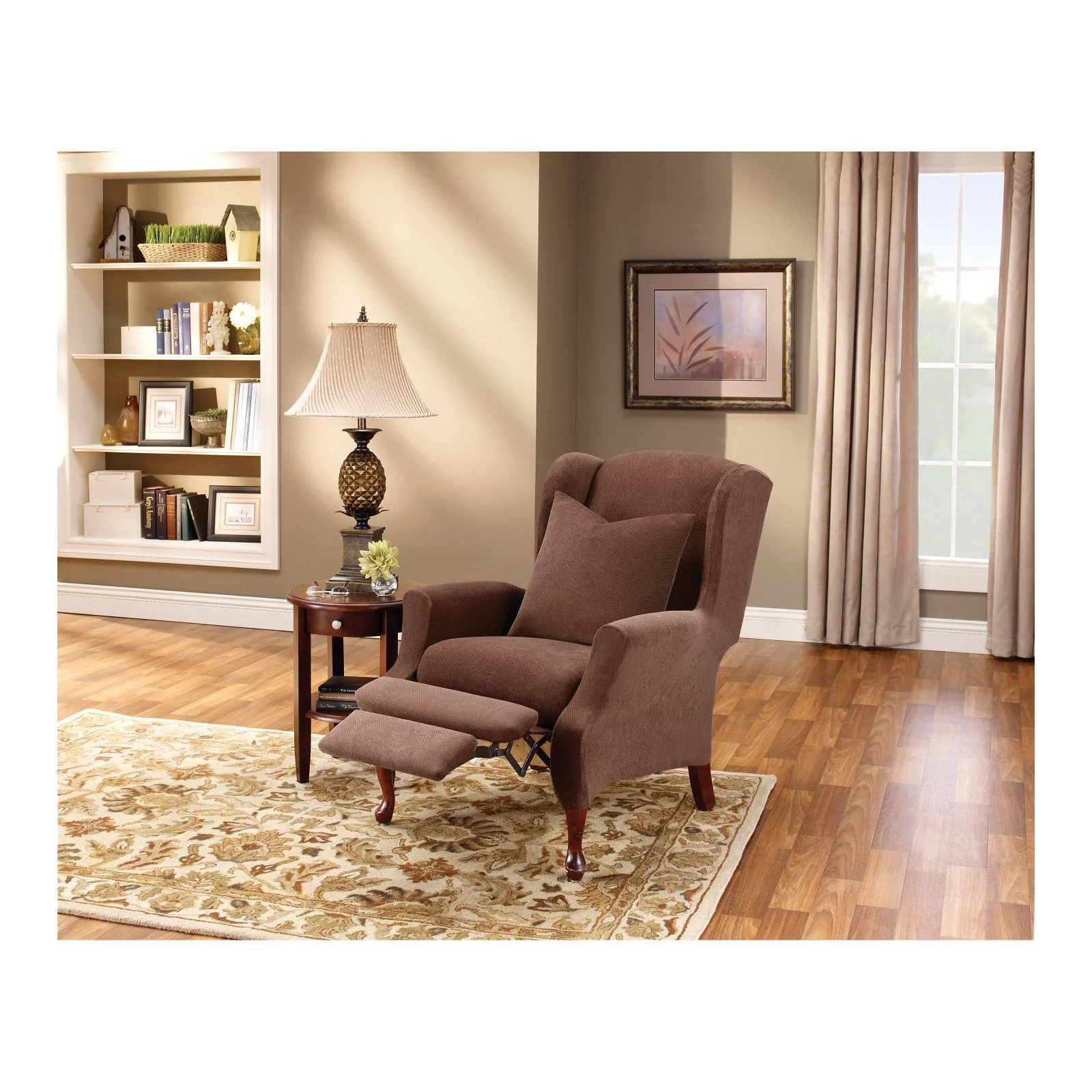 Sure Fit Stretch Pique Wing Chair Recliner Slipcover