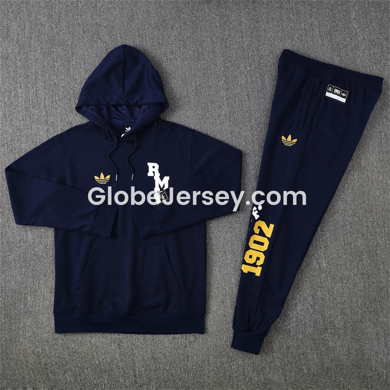 Real Madrid 25-26 Originals Varsity Hoodie Set - Deep Blue Hoodie and Pants