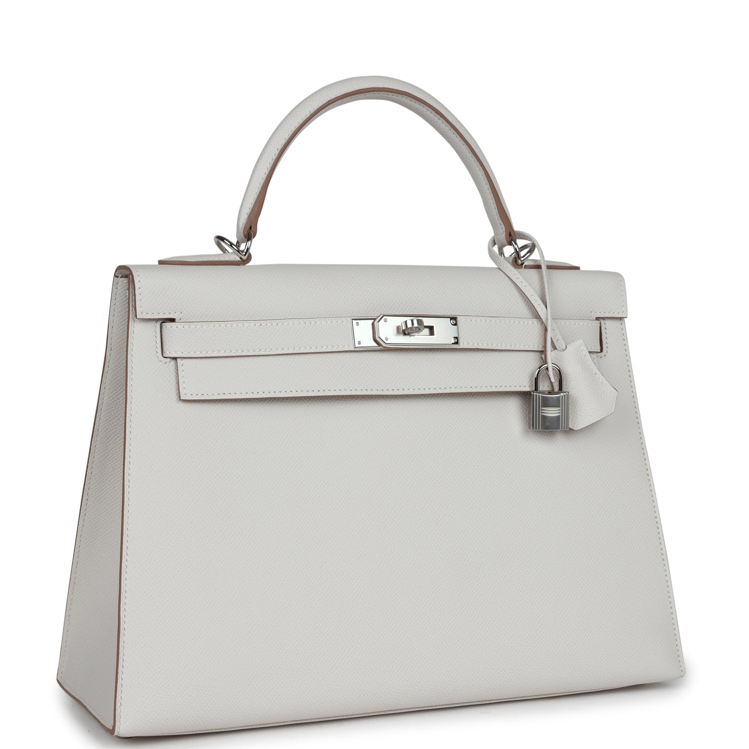 Kelly Sellier 32 Gris Pale Epsom Palladium Hardware