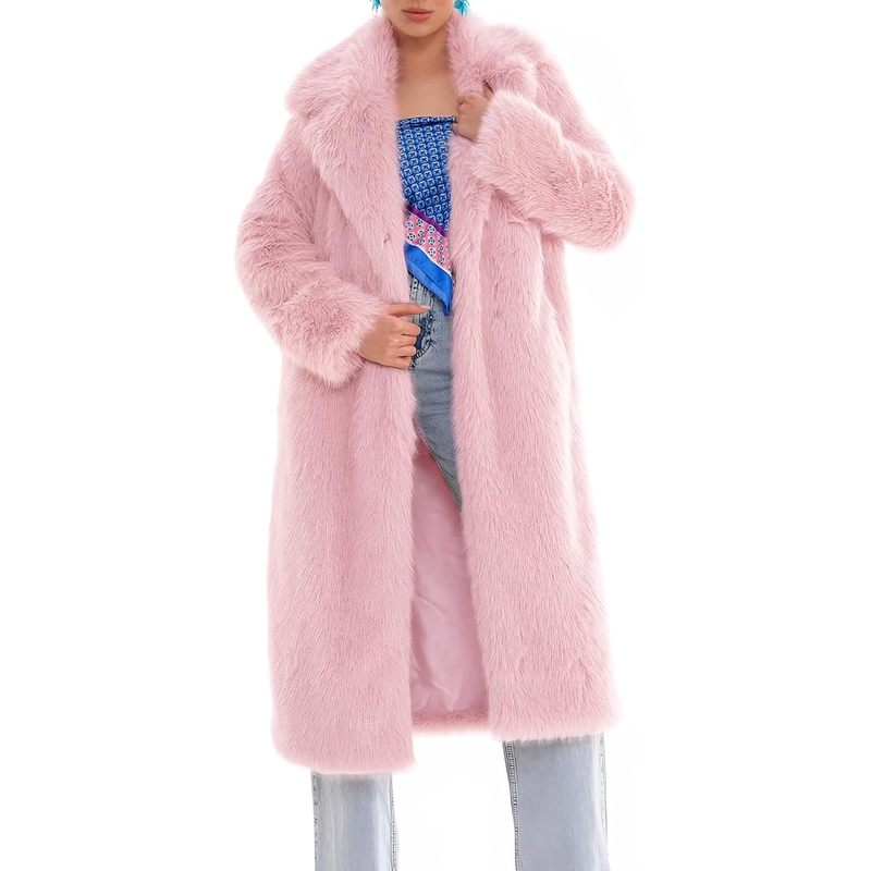 Women's Long Faux Fur Coat Long Sleeve Lapel