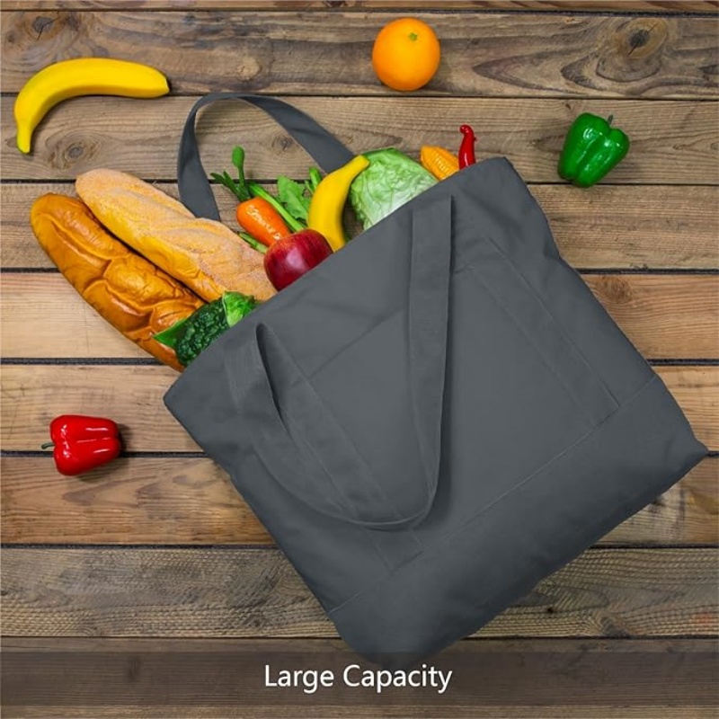 CANVORY 1-Pack Canvas Tote Bag with an External Pocket