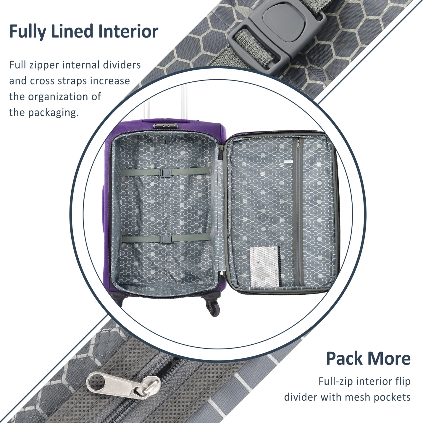 Expandable Softside Luggage Sets 3 Piece,Upright Spinner Suitcases with Wheels,Lightweight Carry on Luggage Travel Set,Green