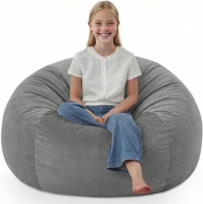 BUBBLEBEAN 2FT Bean Bag Chair, Comfy Bean Bag Chairs with Memory Foam Filled