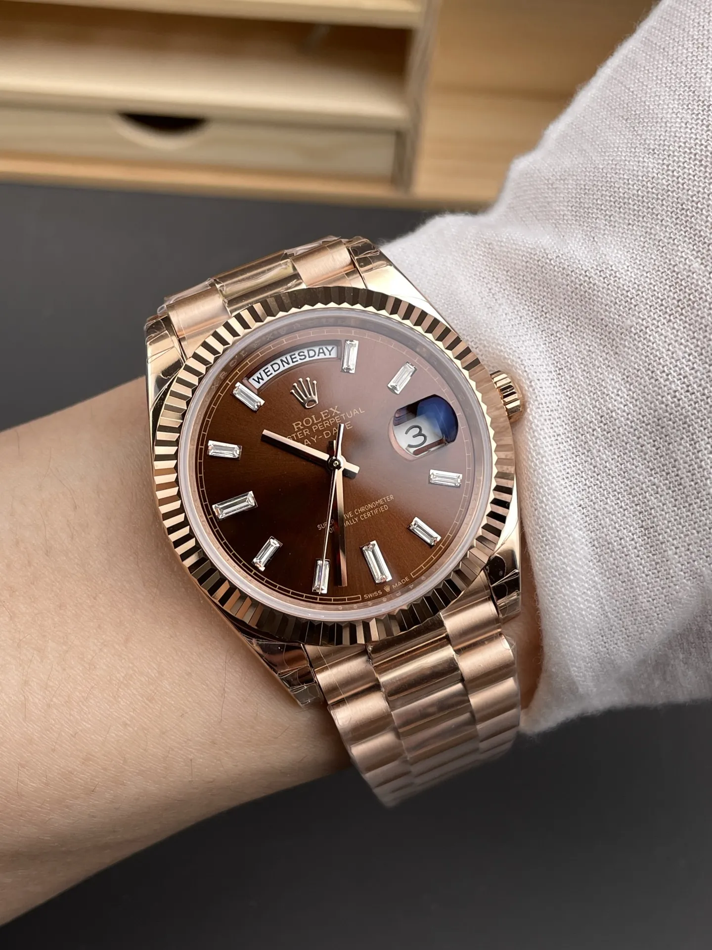 Rolex Day-Date Coffee Baguette Diamond 40mm