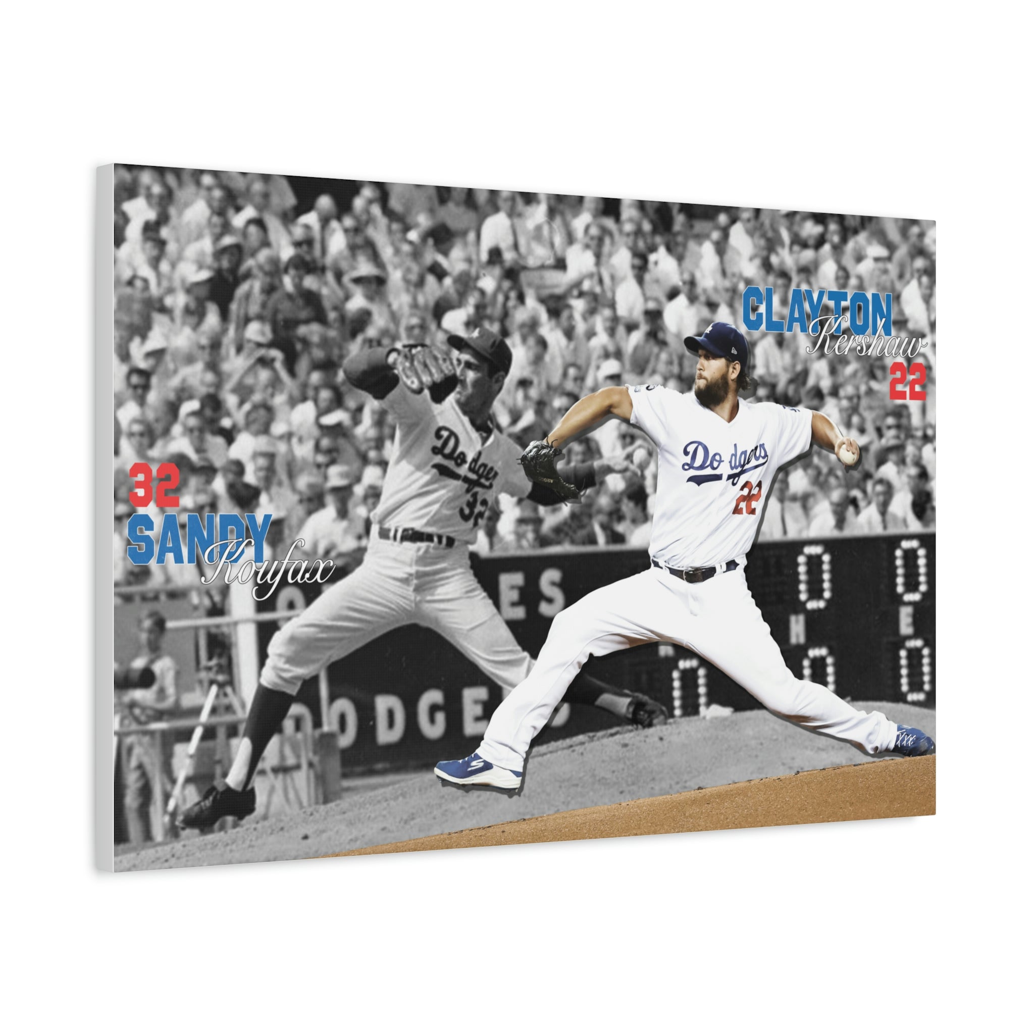 Sandy Koufax and Clayton Kershaw Los Angeles Dodgers All-Time Greats Premium Wall Art Canvas Wrap