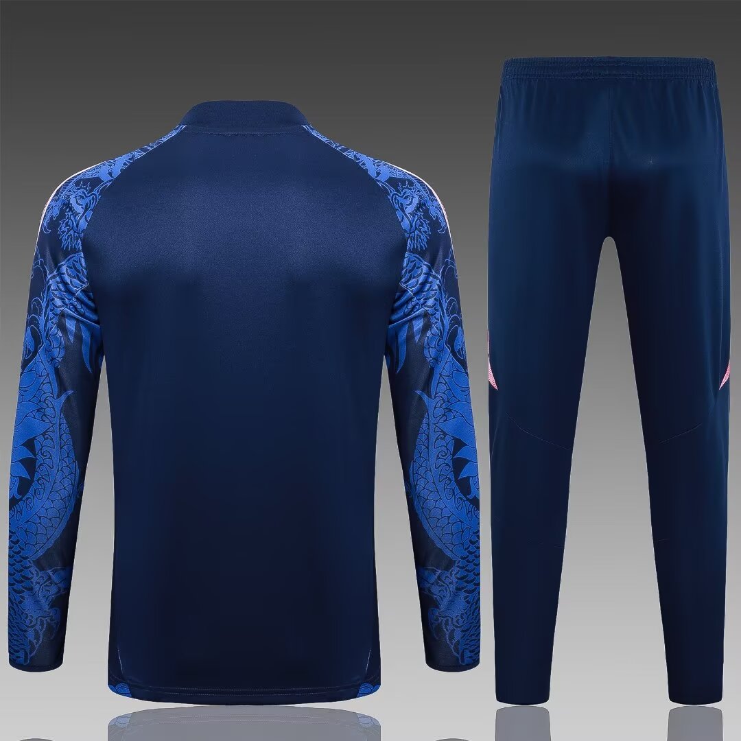 2024/2025 Real Madrid Half-Pull Training Suit Blue Football Shirt 1:1 Thai Quality