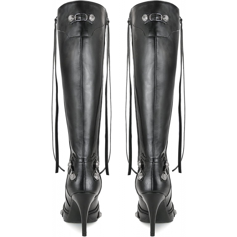 Women's Stiletto Black Knee High Boots