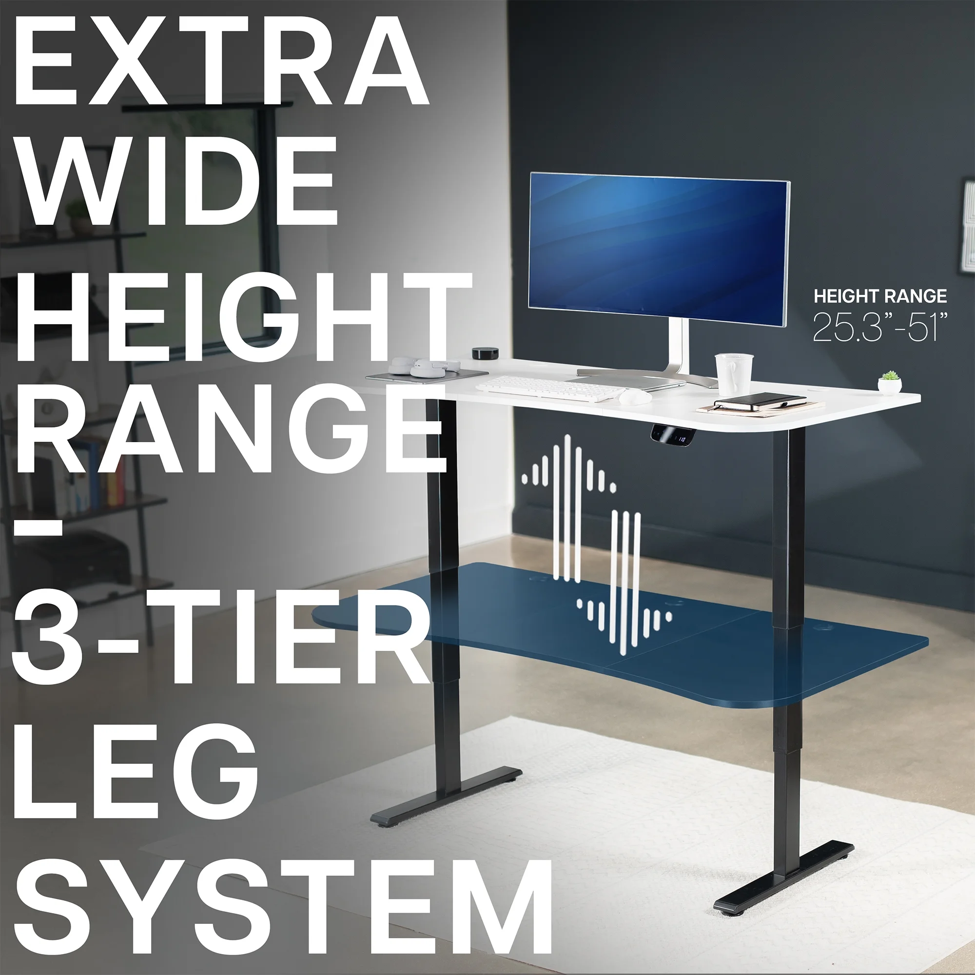VIVO Reclaimed Wood / Black 63�?x 32�?Electric Height Adjustable Stand Up Desk