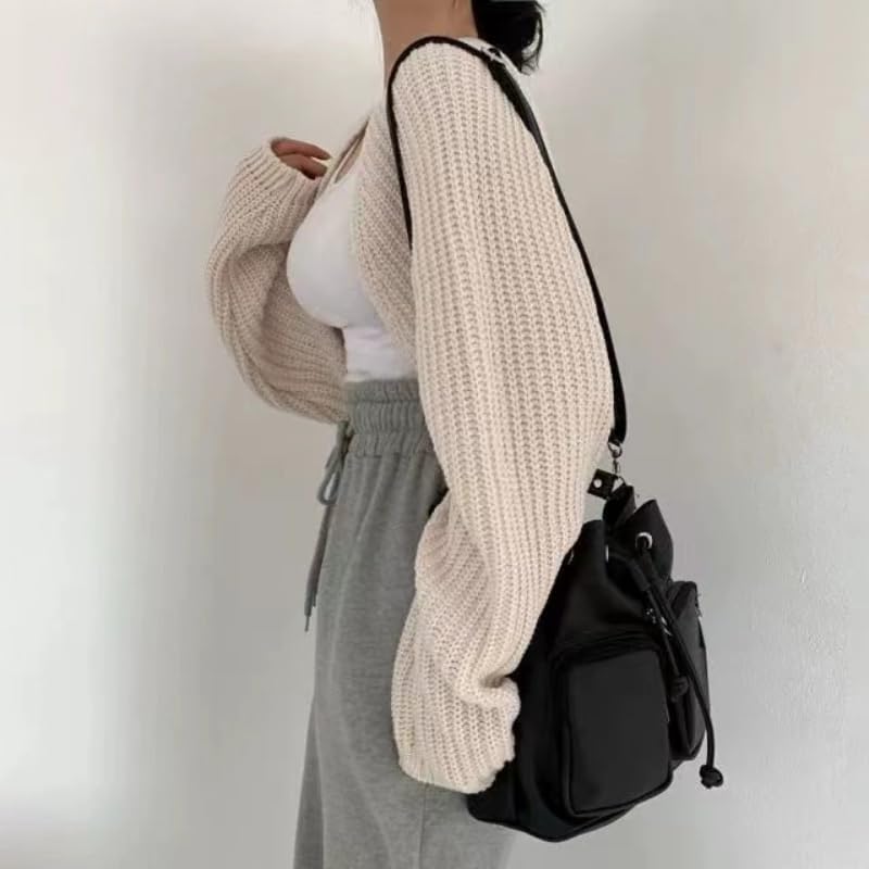 Women's Y2k Long Sleeve Open Front Crop Cardigan