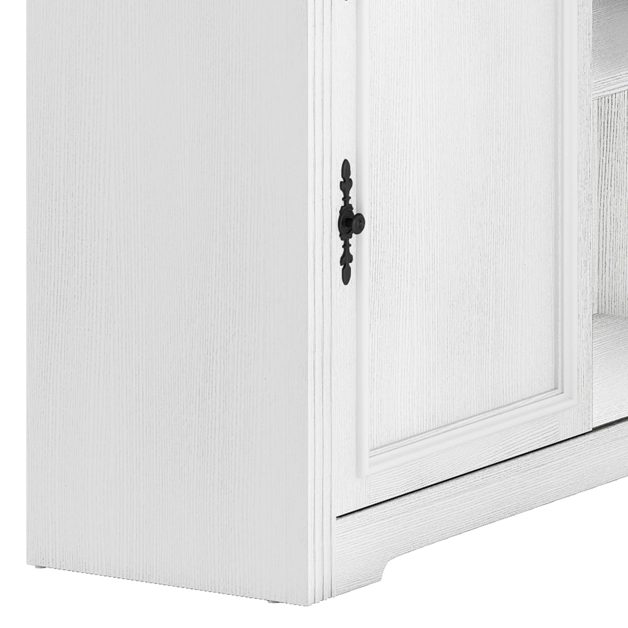 Craftian Executive Desk with Hutch, L Shape Computer Desk, Wood Office Desk with Storage Cabinet, White