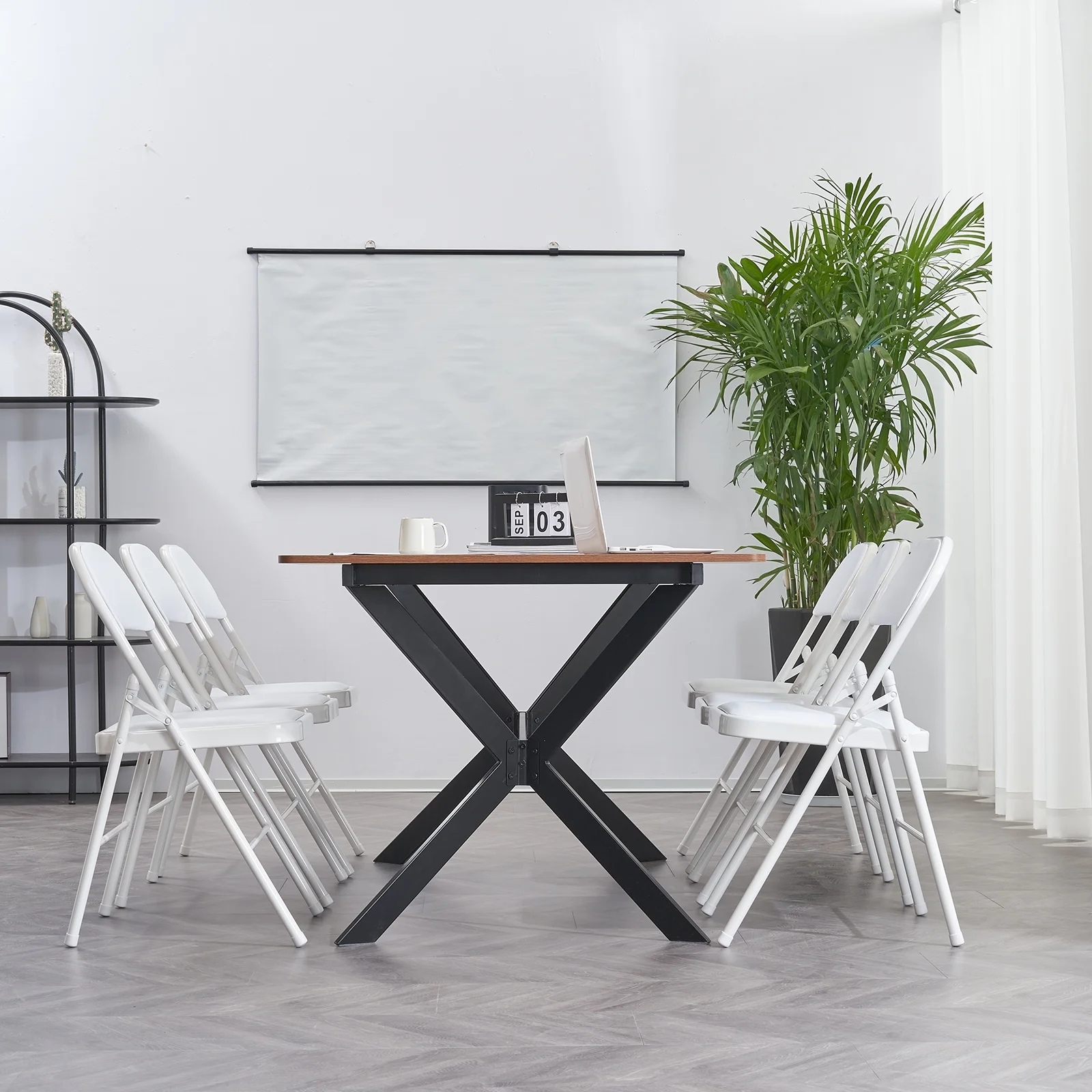 6Pcs Foldable Chairs for Convention & Exhibition, White