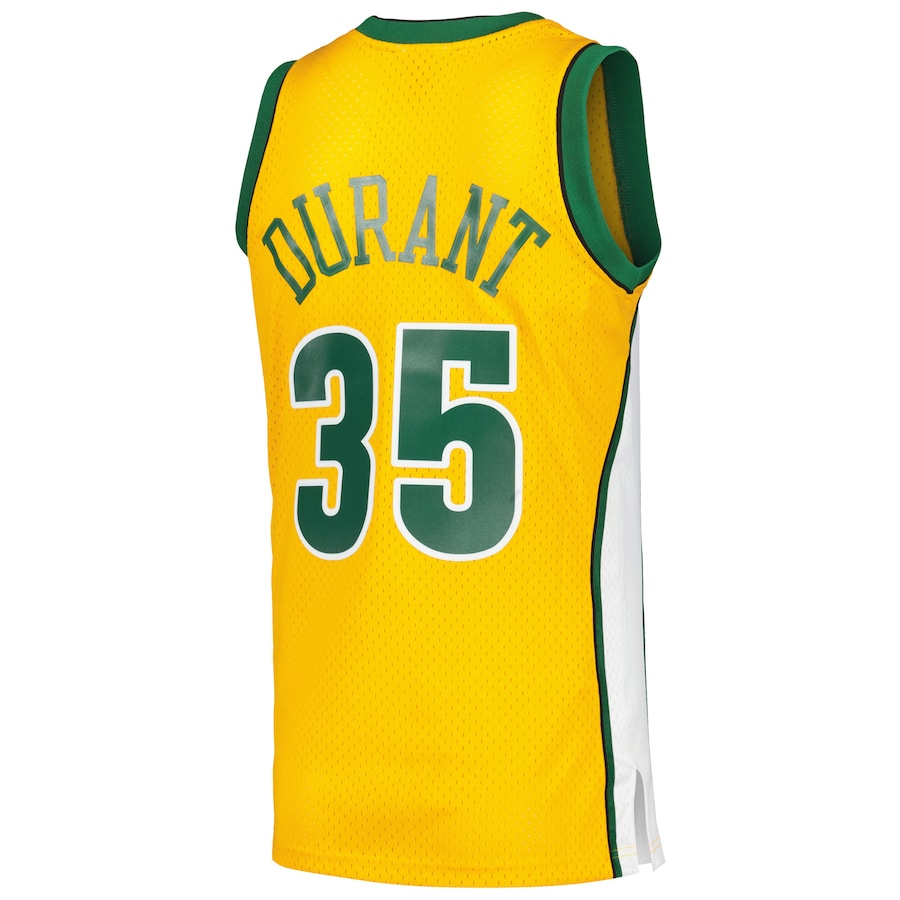 Men's Seattle SuperSonics Kevin Durant Mitchell & Ness Yellow 2007/08 Hardwood Classics Swingman Throwback Jersey