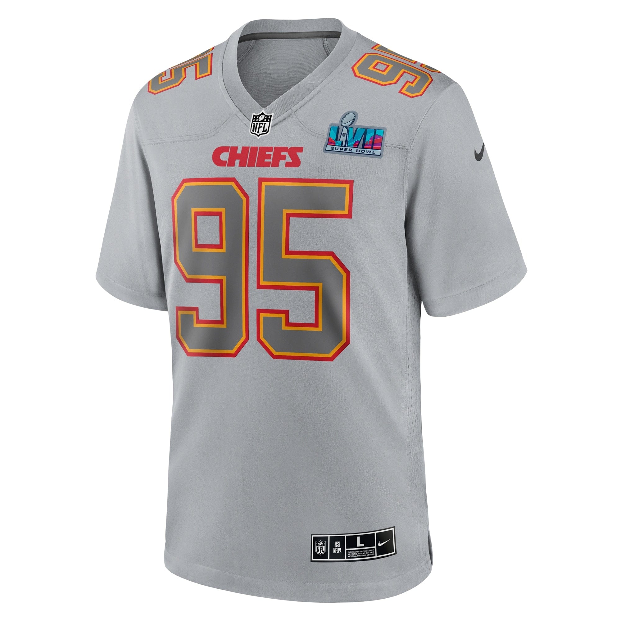 Chris Jones Kansas City Chiefs  Super Bowl LVII Patch Atmosphere Fashion Game Jersey - Gray