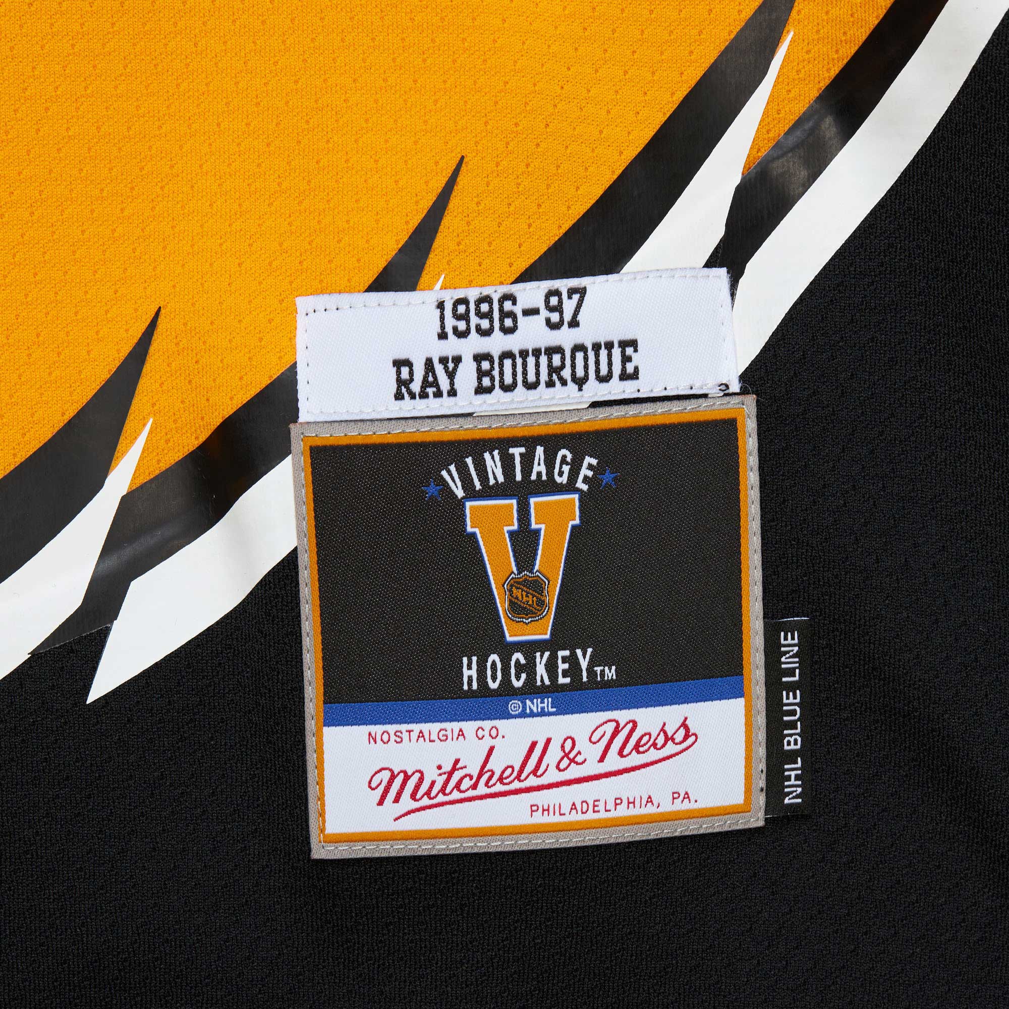 Ray Bourque Boston Bruins Mitchell & Ness  1996/97 Captain Patch Blue Line  Jersey – Gold