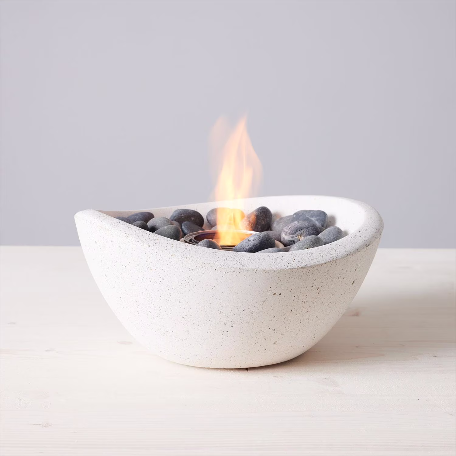 TerraFlame Wave Table Top Fire Bowl Gel Fuel - Stone Cast - Graphite
