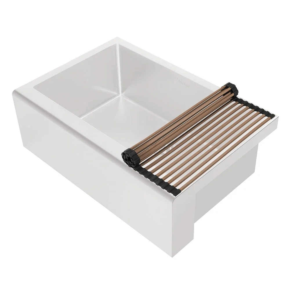 Whitehaus Collection WHNPL3020-MBLK Noah Plus Collection Single Bowl Undermount Sink Set with a Seamless Customized Front Apron - Matte Black