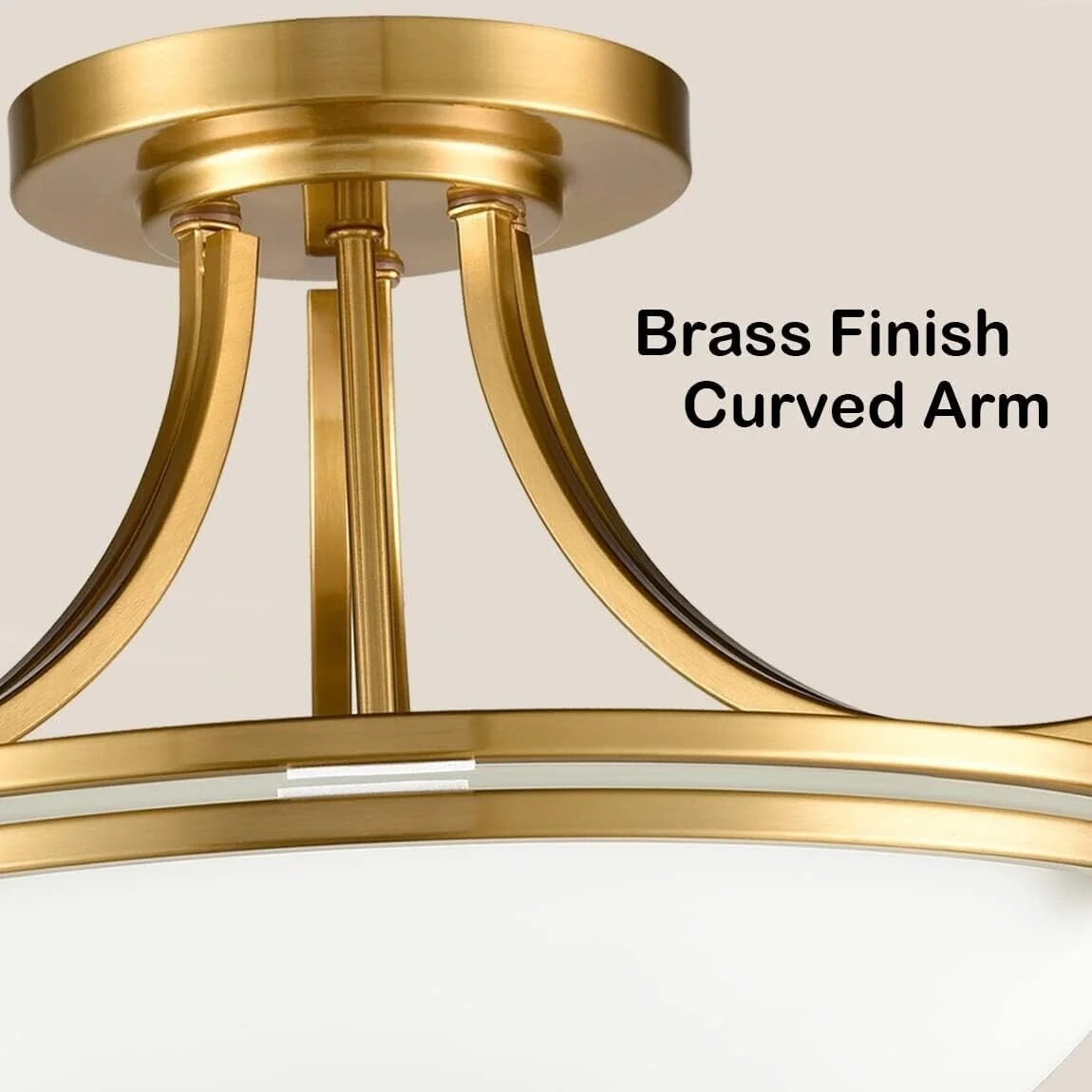 Claxy 3-Light Gold Semi Flush Mount Light with Bowl Milk Glass Shade
